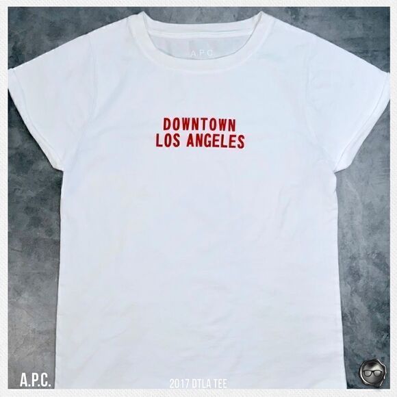 A.P.C. U.S. COTTON T-SHIRT DOWNTOWN LOS ANGELES WOMEN’S ROLLED SLEEVE CAPSULE - Picture 2 of 9